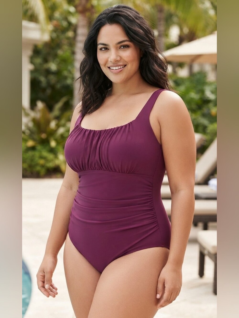 424. NWT LAPHEE ROSE Ruched One-Piece Swimsuit -  Plus Size 20/4X